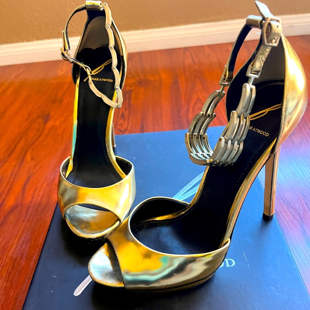 Brian Atwood, gold heels